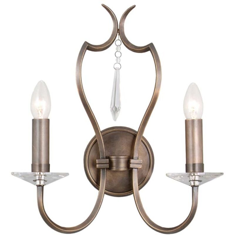 Lampada da parete lampadario bronzo cristalli nickel h 41 cm luce ingresso