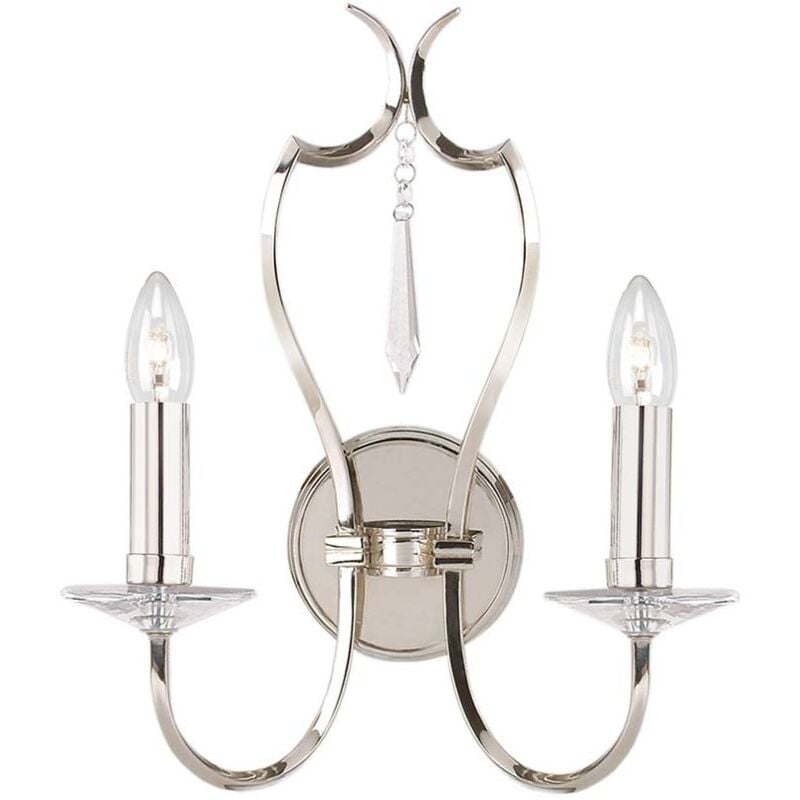 Lampada da parete lampadario ottone cristalli nickel h 41 cm luce ingresso
