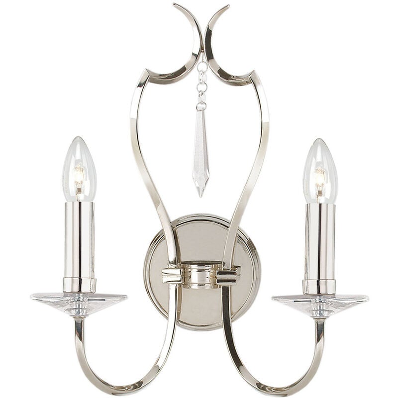 Pimlico - Lampada da parete per interni a 2 luci con candela, nichel lucido, E14 - Elstead
