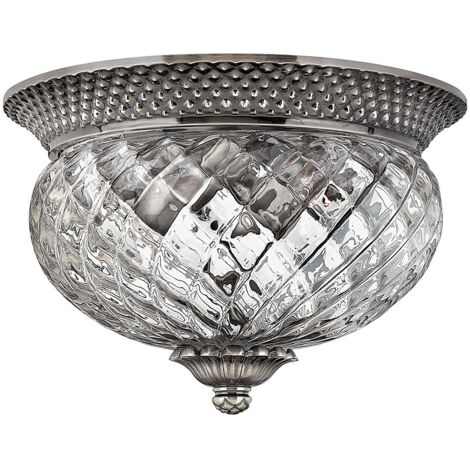 Elstead Plantation - 2 Light Small Semi Flush Deckenleuchte Poliertes antikes Nickel, E27