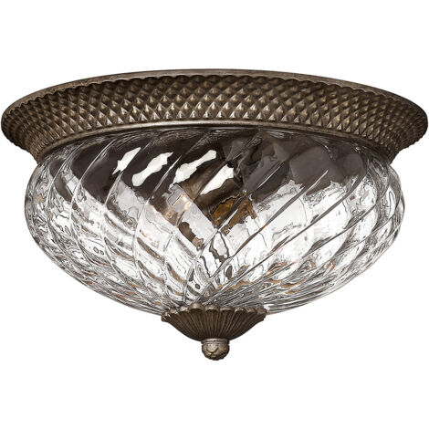 Elstead Plantation - 3 Light Large Semi Flush Deckenleuchte Pearl Bronze, E27