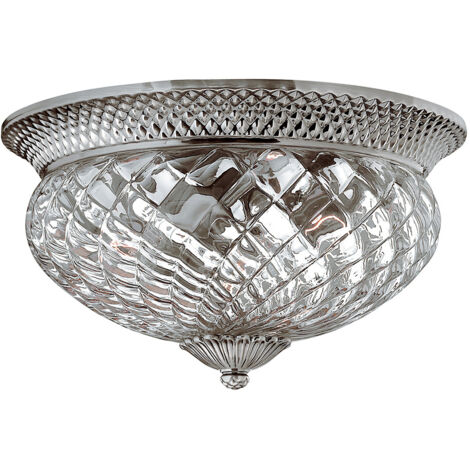 Elstead Plantation - 3 Light Large Semi Flush Deckenleuchte Poliertes antikes Nickel, E27