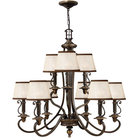 Elstead Plymouth - Lampadario a 9 luci multibraccio finitura bronzo antico, attacco E14