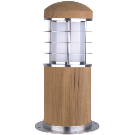 Elstead Poole - Paletto luminoso da esterno 1 luce Acciaio inox, Teak IP55, E27