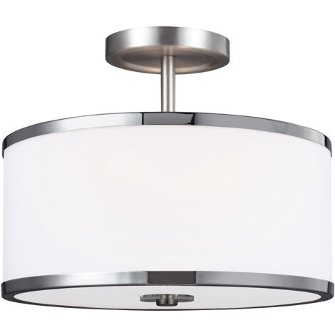 Elstead Prospect Park - 2 Light Semi Flush Deckenleuchte Chrom, Satin Nickel, E27