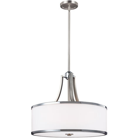 Elstead Prospect Park - Luminaire suspendu rond à 4 ampoules au fini nickel satiné, chrome, E27