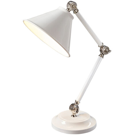 Elstead Provence Element - 1 Leuchttischlampe Weiß, Nickel poliert, E27