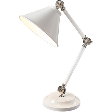 Elstead Provence Element - Lampada da tavolo 1 luce Bianco, Nichel lucido, E27