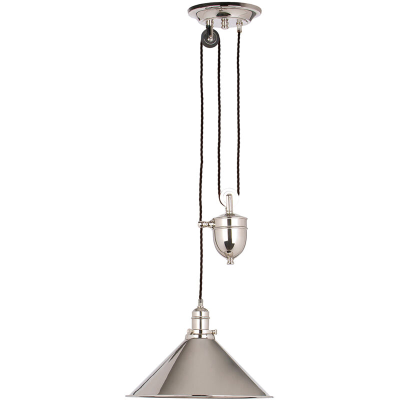 Sospensione Industrial Nordica Provence In Acciaio Nichel Lucido 1 Luce E27
