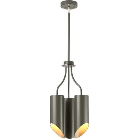 Elstead Quinto - 3 Light Multi Arm Deckenanhänger Dunkelgrau Nickel poliert, E27