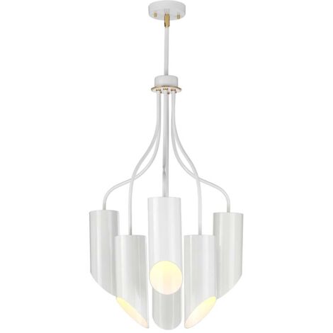Elstead Quinto - 6 Light Multi Arm Deckenanhänger Weißes Messing, E27