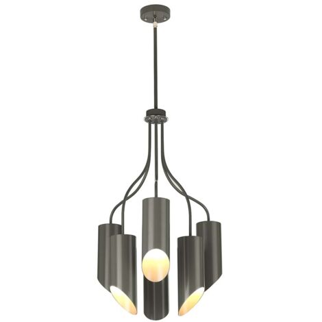 Elstead Quinto - Lampada da soffitto a 6 luci multibraccio nichel lucido grigio scuro, E27