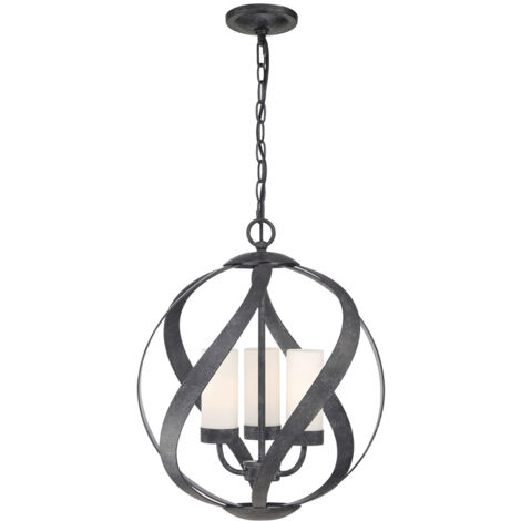 Elstead Quoizel Blacksmith Plafonnier suspendu sphérique noir ancien, IP44