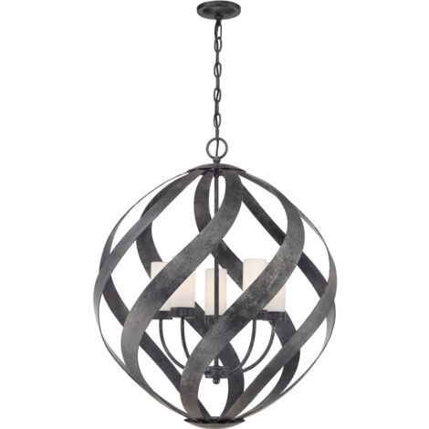 Elstead Quoizel Blacksmith Plafonnier suspendu sphérique noir ancien, IP44