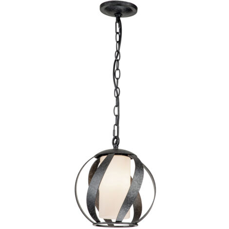 Elstead Quoizel Blacksmith Plafonnier suspendu sphérique noir ancien, IP44
