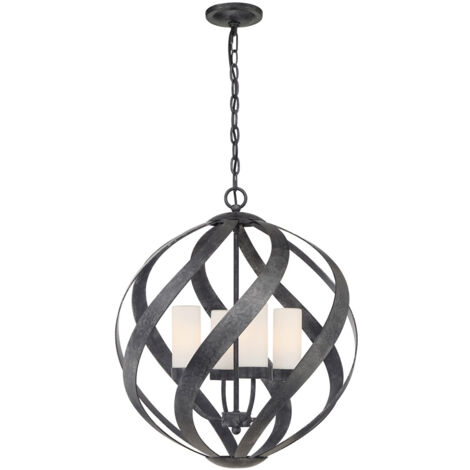 Elstead Quoizel Blacksmith Plafonnier suspendu sphérique noir ancien, IP44