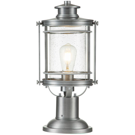 Elstead Quoizel Booker Piedistallo luminoso da esterno in alluminio industriale, IP44