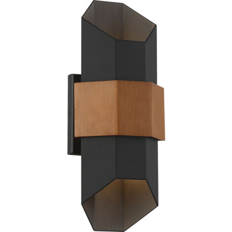 Elstead Quoizel Chasm Applique d'extérieur Up Down Noir Mat (avec sangle effet bois peint), 3000K, IP44