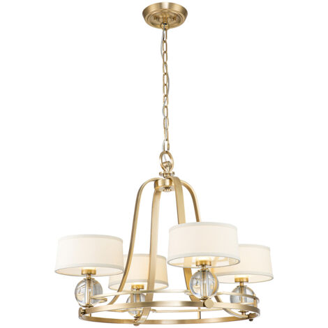 Elstead Quoizel Gotham Lampadario a bracci multipli con paralumi in ottone spazzolato