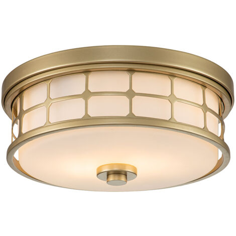 Elstead Quoizel Guardian Plafonnier Cylindrique Laiton Naturel Peint, IP44