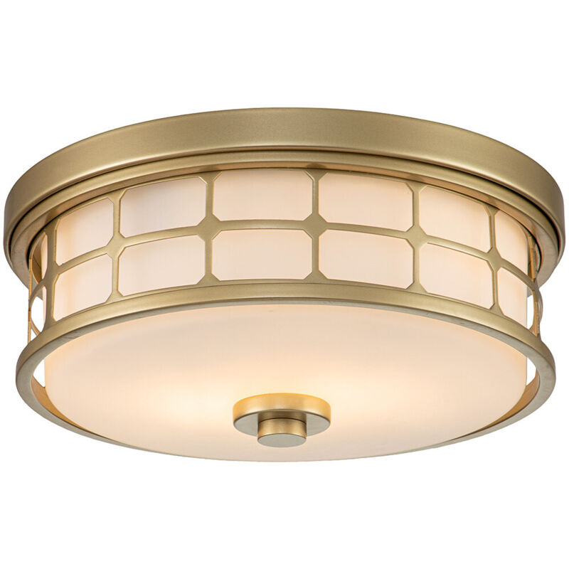 Elstead Quoizel Guardian Zylindrische Deckenleuchte Messing Natur Lackiert, Ip44