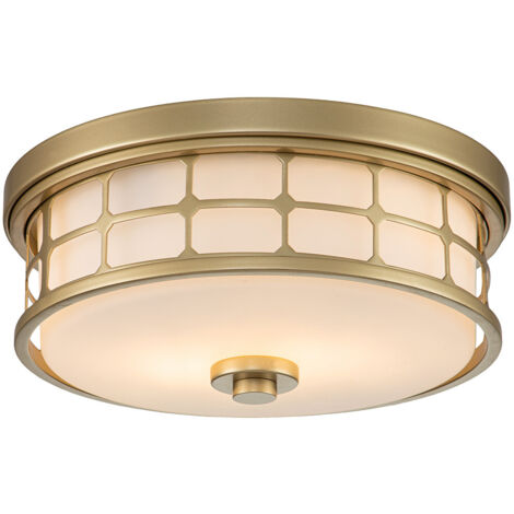 Elstead Quoizel Guardian Zylindrische Deckenleuchte Messing natur lackiert, IP44