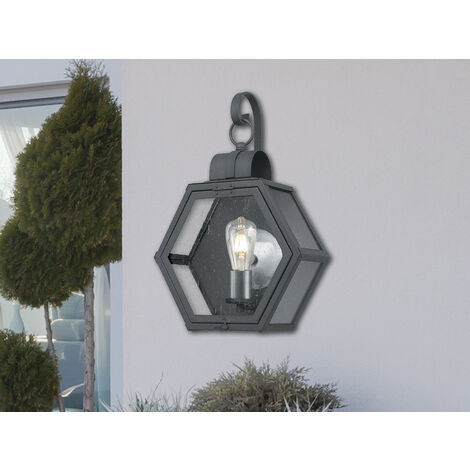 Elstead Quoizel Heath Außenwandlaterne schwarz meliert, IP44