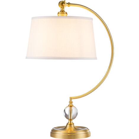 Elstead Quoizel Jenkins Lampe de table avec abat-jour conique rond laiton brossé