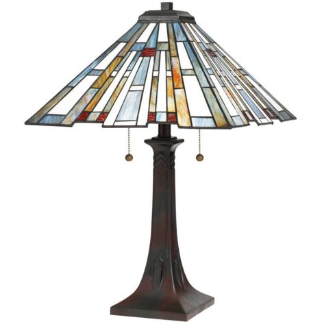 Elstead Quoizel Maybeck Lampe de table Tiffany Valiant Bronze