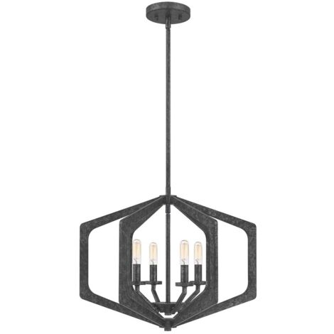 Elstead Quoizel Vanguard Drahtgestell-Pendel-Deckenleuchte Altschwarz