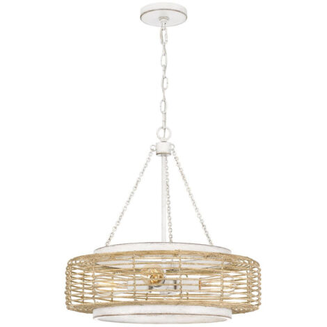 Elstead Quoizel Waylon Suspension cylindrique contemporaine blanche antique, 4 ampoules E27