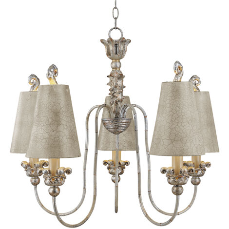 Elstead Remi - Lampadario a 5 luci multibraccio finitura oro e argento, attacco E27