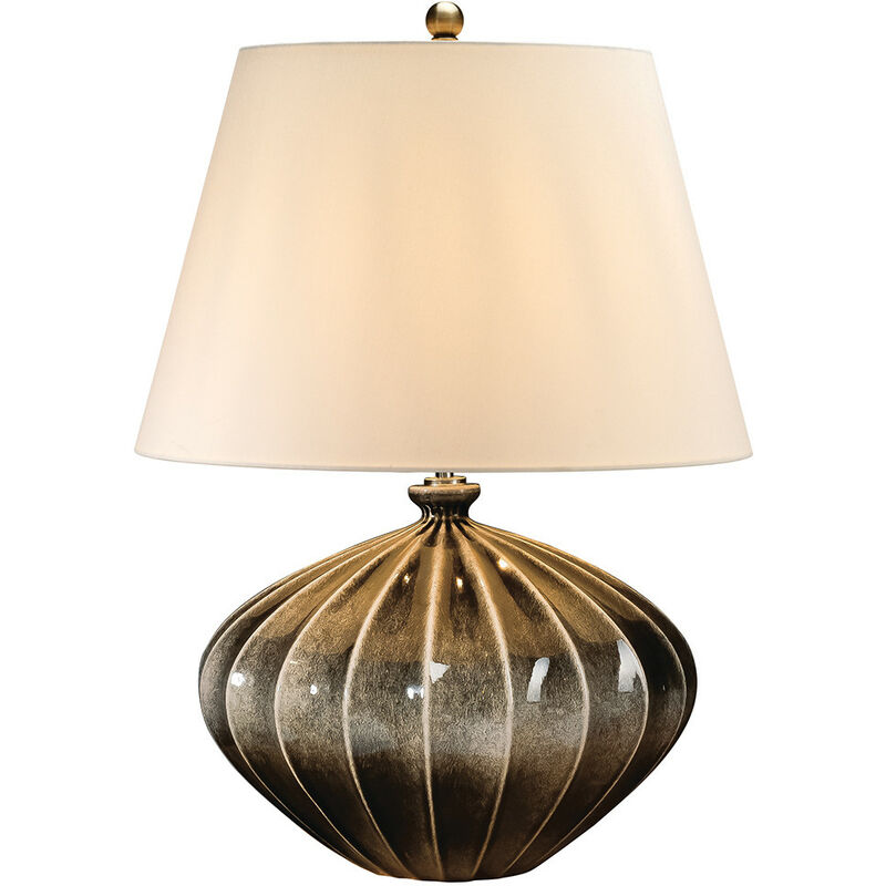 Rib Pumpkin - 1 Light Table Lamp - Brown, Black Finish, E27 - Elstead