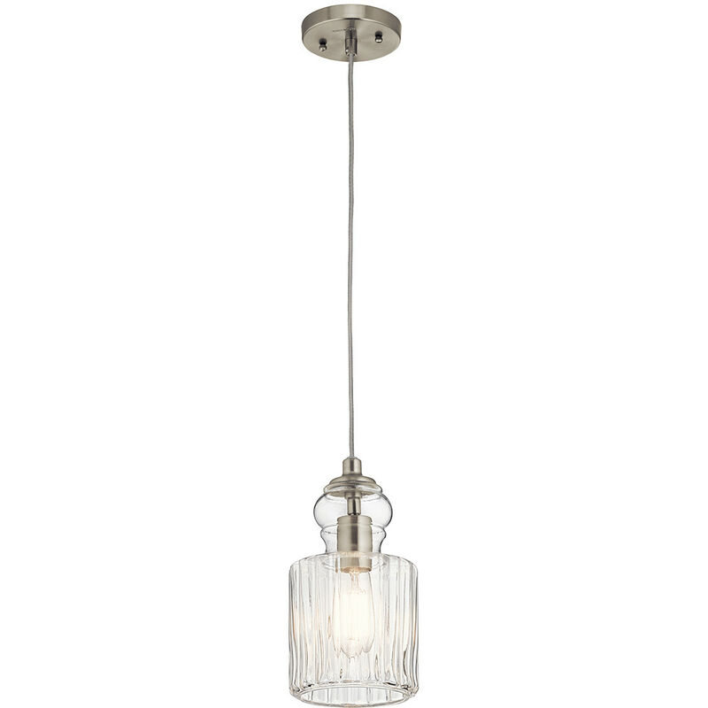 Elstead - Riviera 1 Light Pendant, Brushed Nickel, E27