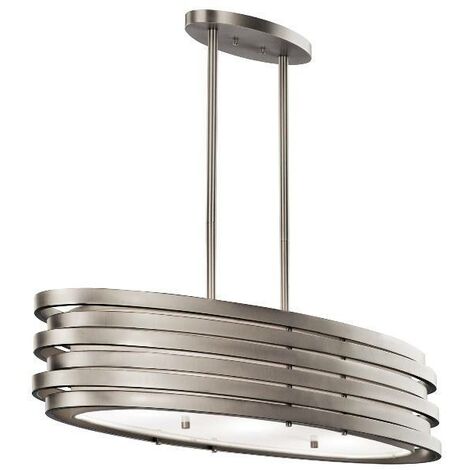 main image of "Elstead Roswell - 3 Light Oval Ceiling Island Pendant Bar Brushed Nickel, E27"