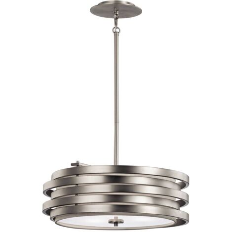 Elstead Roswell - Luminaire suspendu rond à 3 ampoules au fini nickel brossé, E27