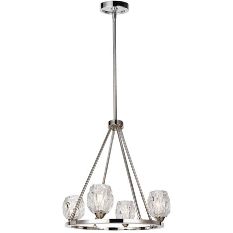 Elstead Rubin - Multi Arm Chandelier 4 Leicht poliertes Nickel-Finish, G9