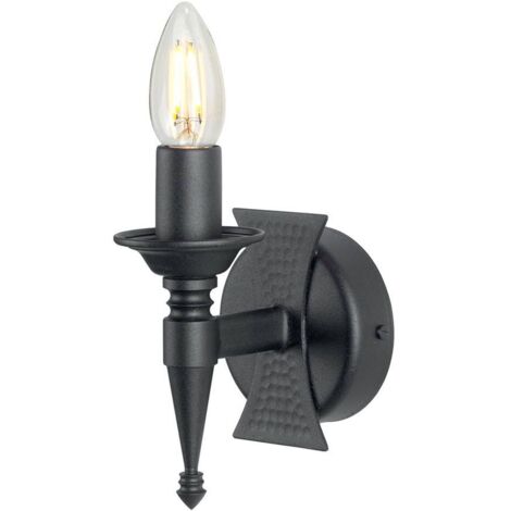 Elstead Saxon - 1 Licht Innenkerze Wandleuchte Schwarz, E14