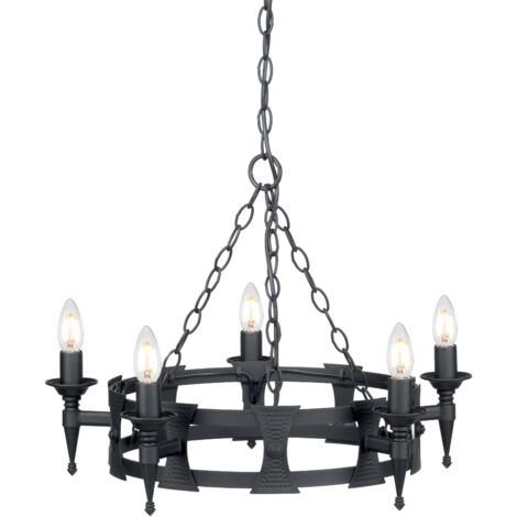Elstead Saxon - 5 Light Chandelier Black Finish, E14