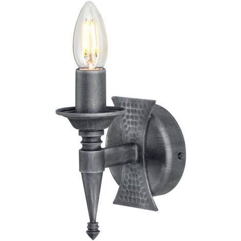 Elstead Saxon - Applique murale d'intérieur à 1 ampoule, argent, noir, E14