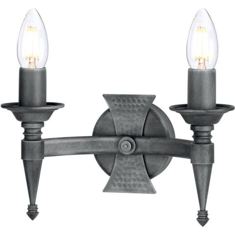 Elstead Saxon - Applique murale d'intérieur à 2 ampoules, noir argenté, E14