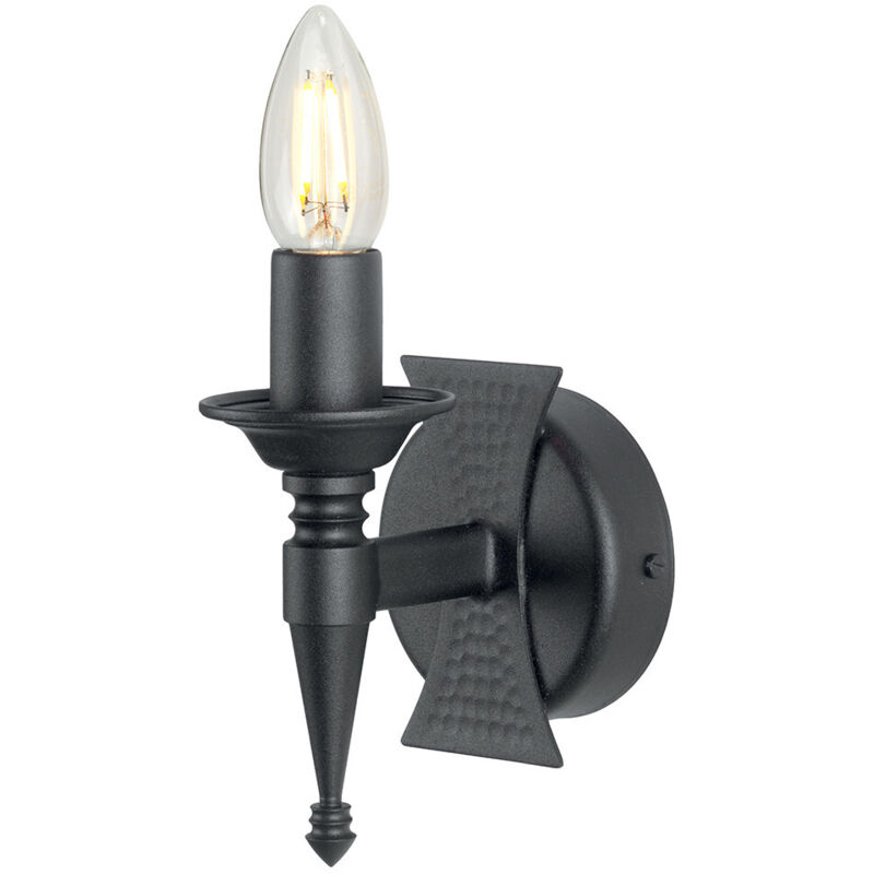 Elstead Saxon - Lampada da parete a candela da interni 1 luce nera, E14