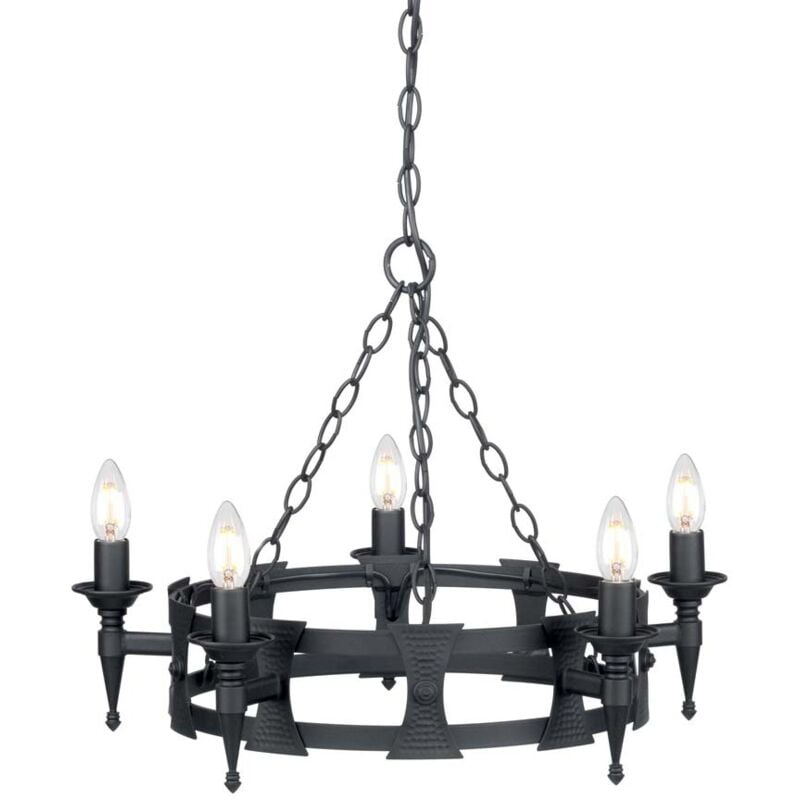 Lampadario lampada a sospensione D 60 cm lampada da pranzo lampada da soffitto 5 fiamme in ferro