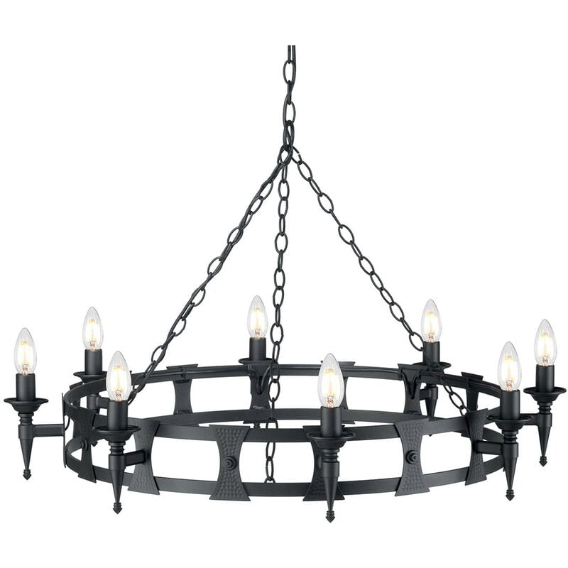 Elstead Saxon - Lampadario a 8 Luci Finitura Nera, E14