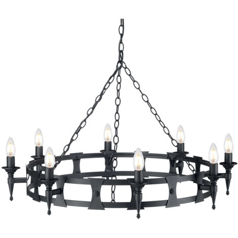 Elstead Saxon - Lustre à 8 ampoules au fini noir, E14