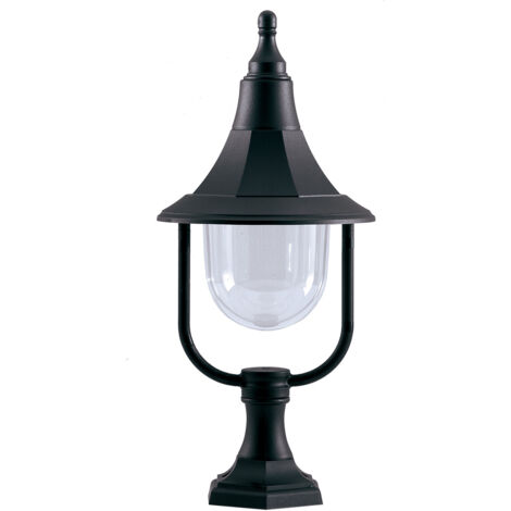 Elstead Shannon - Piédestal extérieur à 1 lumière en polycarbonate noir IP44, E27