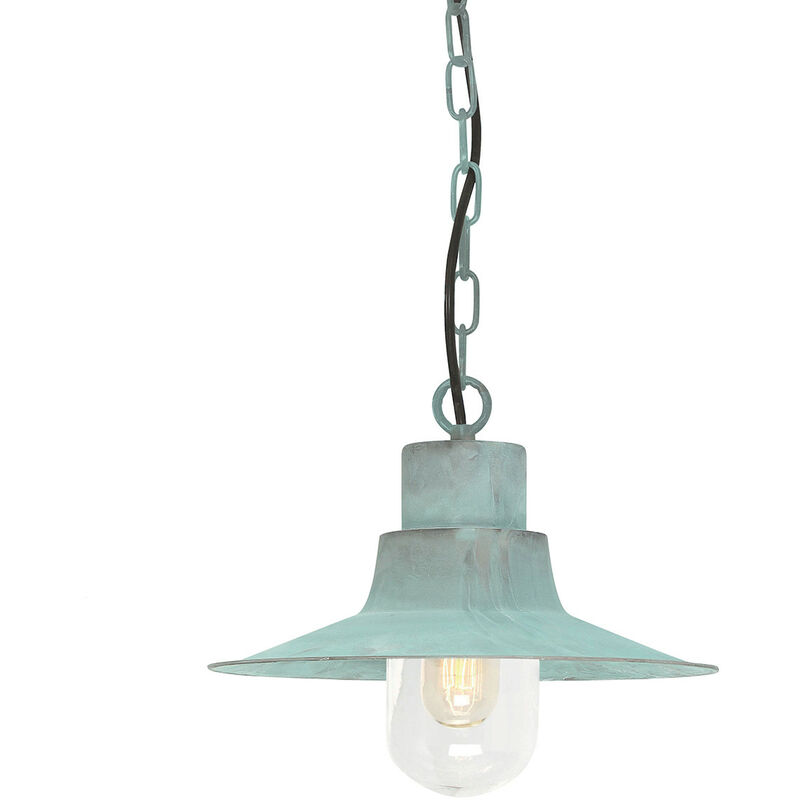 Sheldon - Lanterna a Catena da Soffitto da Esterno 1 Luce Verdigris IP44, E27 - Elstead