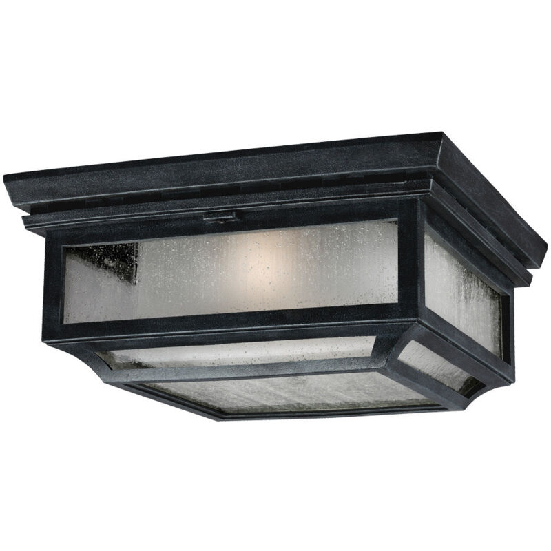 Elstead Shepherd - 2 Licht Badezimmer Unterputz Deckenleuchte Dunkel Zink Ip44, E27