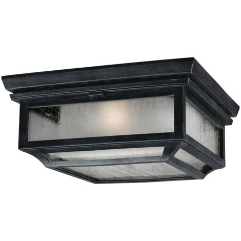 Elstead Shepherd - 2 Licht Badezimmer Unterputz Deckenleuchte Dunkel Zink IP44, E27