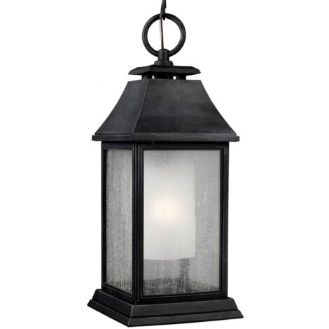 Elstead Shepherd - Lanterna a sospensione a soffitto da esterno grande 1 luce Zinco stagionato IP44, E27